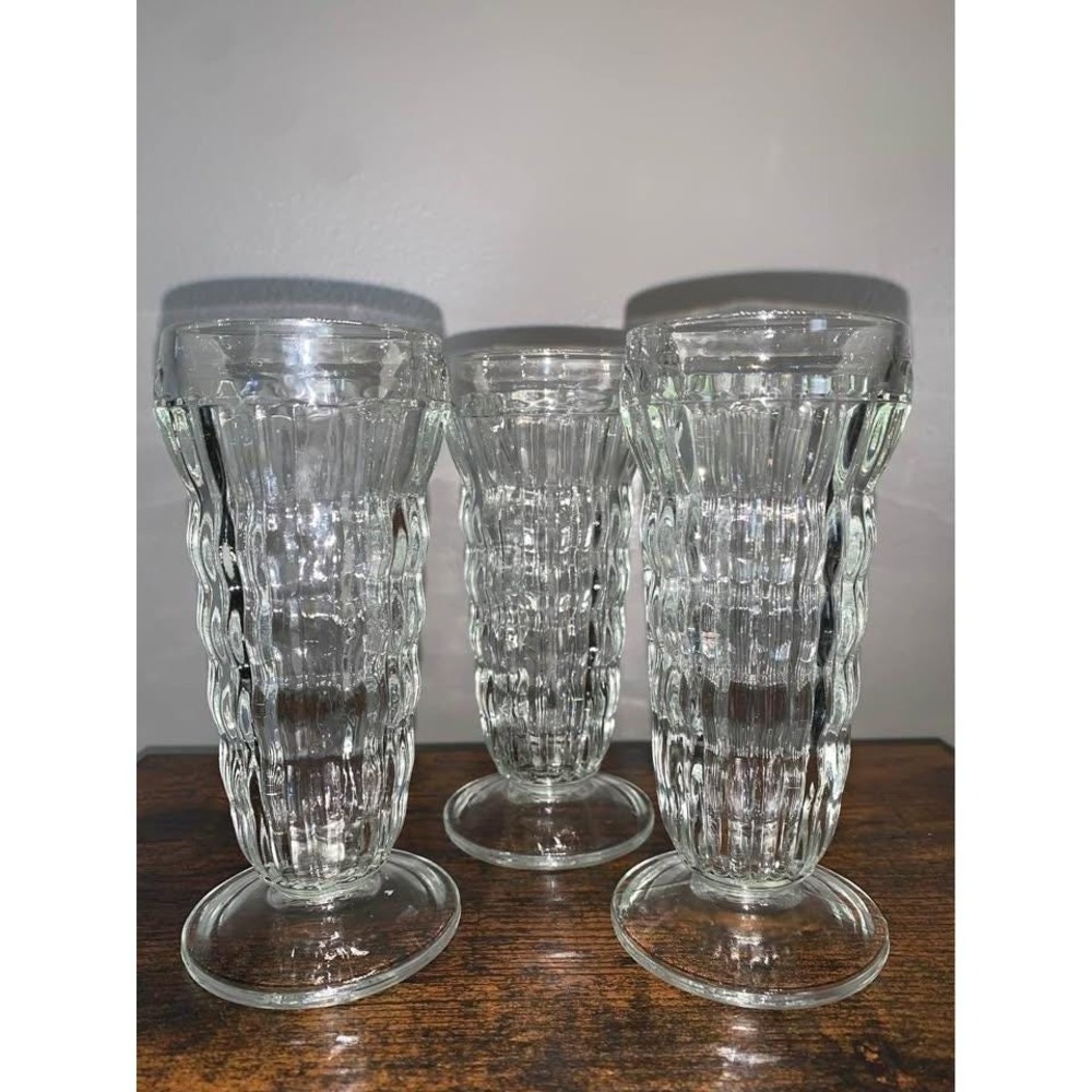 Vintage Jeanette Glass Footed Parfait / Juice‎ Glasses Set of 3